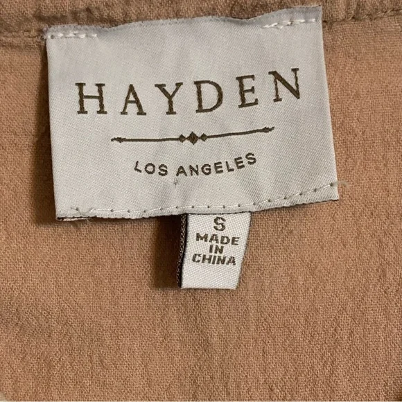 Hayden Tan Gauzy Boho Peasant Dress Size Small Babydoll Neutral Color - Picture 8 of 13